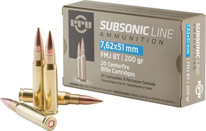 Picture of PPU PPS762 Rifle Ammo 7.62x51 Subsonic FMJ BT 200gr