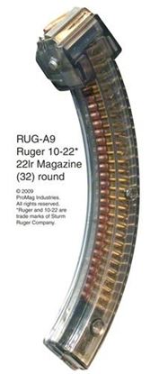 Picture of ProMag RUGA9 Ruger 10/22 Magazine .22 LR 32 Rd Smoke State Laws Apply