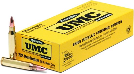 Picture of Remington L223R3 UMC Rifle Ammo 223 REM, Metal Case, 55 Grains, 3240 fps, 20, Boxed