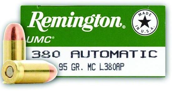 Picture of Remington L380AP UMC Pistol Ammo 380 ACP, MC, 95 Gr, 955 fps, 50 Rnd, Boxed