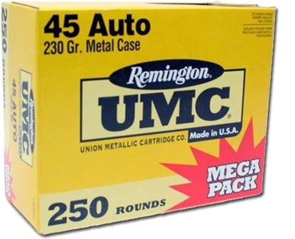 Picture of Remington L45AP4A UMC Mega Pack Pistol Ammo 45 ACP, MC, 230 Gr, 835 fps, 250 Rnd, Boxed