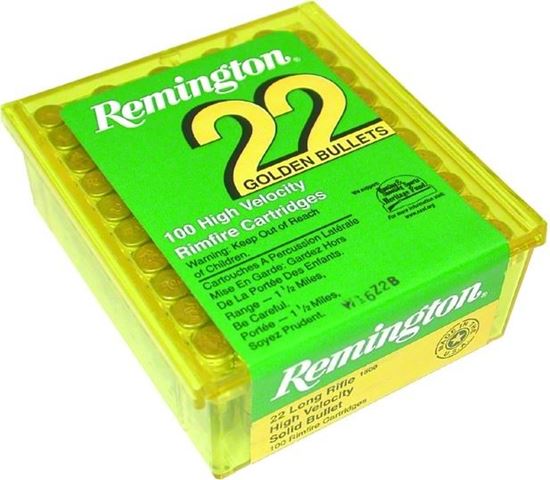 Picture of Remington 1500 Golden Bullet Rifle Ammo 22 LR, PLRN, 40 Grains, 1255 fps, 100 Rounds, Boxed