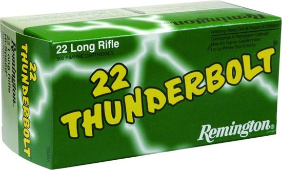 Picture of Remington TB-22B Thunderbolt Rifle Ammo 22 LR, RN, 40 Grains, 1255 fps, 500 Rounds, Boxed