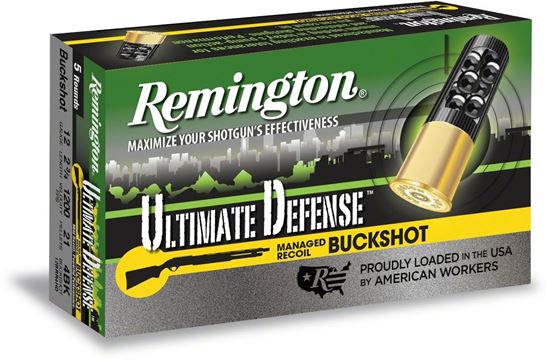 Picture of Remington 12BRR4HD Ultimate Defense Buckshot 12 GA, 2-3/4, 4B, 21 Pellet, 1225 fps, 5 Rnd, Boxed