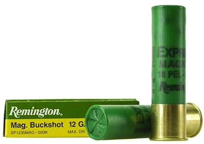 Picture of Remington 1235B00 Express Magnum Shotgun Ammo 12 GA, 3-1/2 in, 00B, 18 Pellets, 1125 fps, 5 Rounds, Boxed