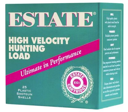 Picture of Estate HV12-6 High-Velocity Shotshell 12 GA, 2-3/4 in, No. 6, 1-1/4oz, 3-3/4 Dr, 1330 fps, 25 Rnd per Box