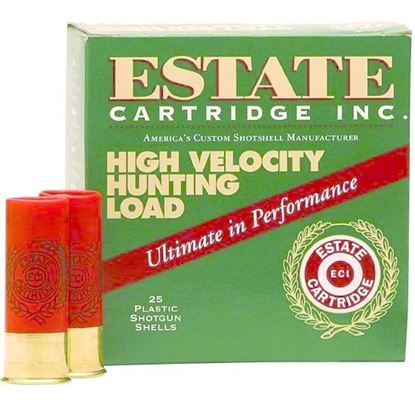 Picture of Estate HV12-5 High-Velocity Shotshell 12 GA, 2-3/4 in, No. 5, 1-1/4oz, 3-3/4 Dr, 1330 fps, 25 Rnd per Box