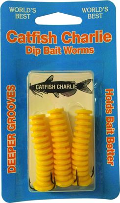 Picture of Catfish Charlie DBG-3-06 Dip Bait Worm Yell 3Pk