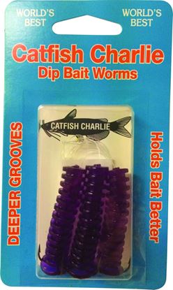 Picture of Catfish Charlie DBG-3-08 Dip Bait Worm Purp 3Pk