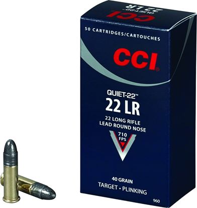 Picture of CCI 0960 Quiet-22 Rimfire Ammo 22 LR, LRN, 40 Grains, 710 fps, 50 Rounds, Boxed