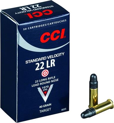 Picture of CCI 0035 Standard Velocity Rimfire Ammo 22 LR, LRN, 40 Grains, 1070 fps, 50 Rounds, Boxed