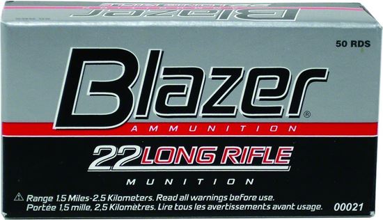 Picture of CCI 0021 Blazer Rimfire Ammo 22 LR, LRN, 40 Grains, 1235 fps, 50 Rounds, Boxed