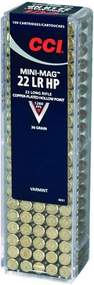 Picture of CCI 0030 Mini Mag HV Rimfire Ammo 22 LR, CPRN, 40 Grains, 1235 fps, 100 Rounds, Boxed