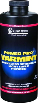 Picture of Alliant POWER PRO VARMINT Smokeless Spherical Light Rifle Powder 1 Lb State Laws Apply