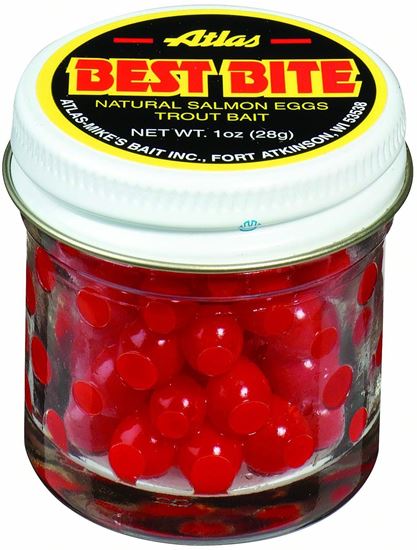 Picture of Atlas-Mike's 56666 Best Bite Salmon Eggs, 1oz Jar Red (298372)