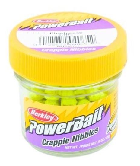 Picture of Berkley CNC PowerBait Biodegradable Crappie Nibbles Chartreuse 0.9oz Jar (034523)