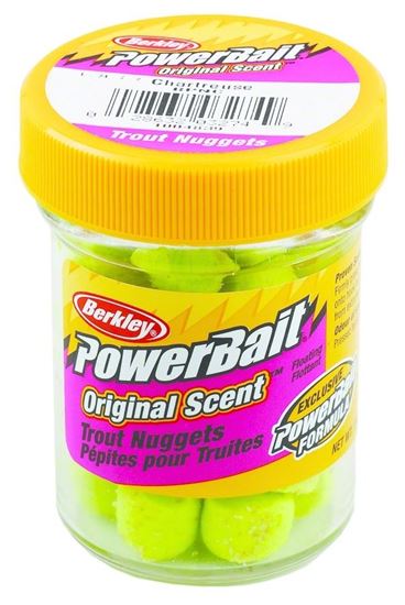 Picture of Berkley BPNC PowerBait Biodegradable Power Nuggets Chartreuse 1.1oz Jar