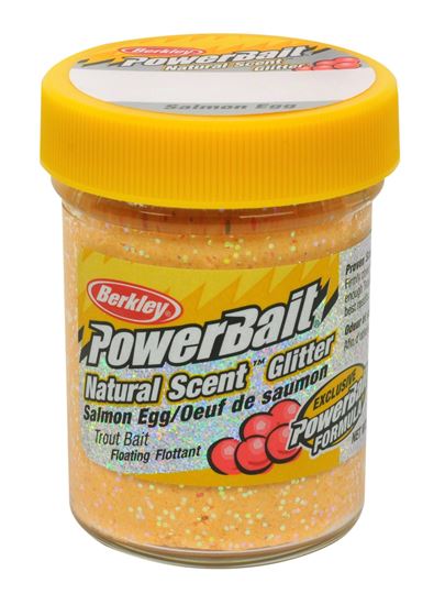 Picture of Berkley BGTSSMP2 PowerBait Glitter Trout Bait Salmon Egg Scent Peach 1.75oz Jar (128114)