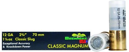 Picture of Brenneke SL-122CLM Classic Magnum Rifled Slugs 12 GA, 2-3/4 in, 1-1/8oz, 1510 fps, 5 Rnd per Box