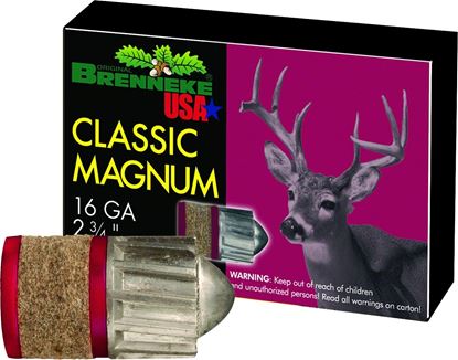 Picture of Brenneke SL-162CLM Classic Magnum Sabot Slugs 16 GA, 2-3/4 in, 1oz, 1480 fps, 5 Rnd per Box