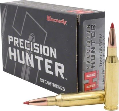 Picture of Hornady 85578 Precision Hunter Rifle Ammo 7MM-08 REM 150 Gr ELD-X 20Rnd
