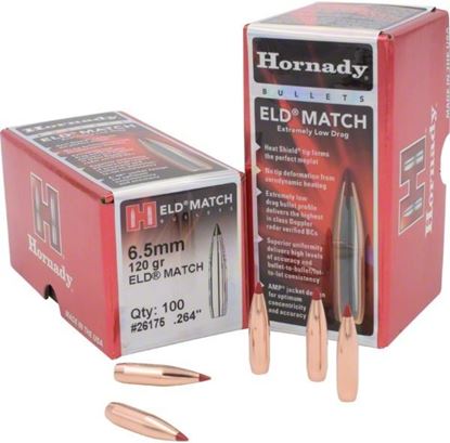 Picture of Hornady 26175 ELD Match Rifle Bullets, 6.5MM .264 120 Gr, 100 Box