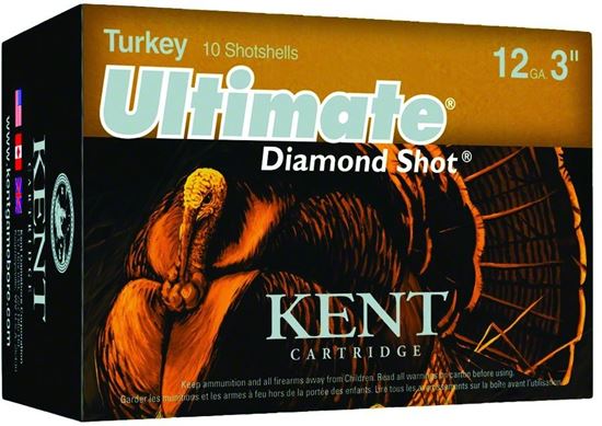 Picture of Kent C123TK56-4 Ultimate Diamond Shot Turkey Shotshell 12 GA, 3 in, No. 4, 2oz, Max Dr, 1175 fps, 10 Rnd per Box