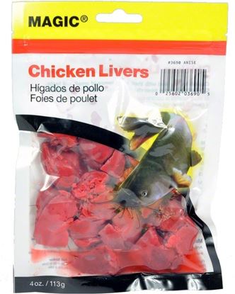 Picture of Magic 3690 Preserved Chicken Livers, 4 oz Bag, Blood/Anise Flavor