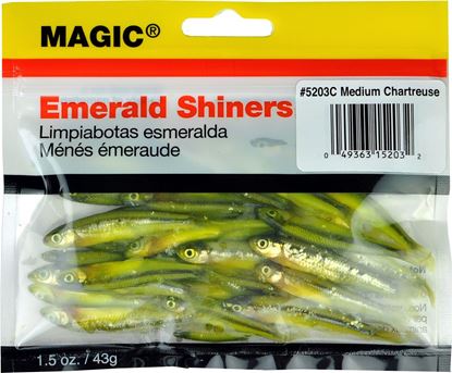 Picture of Magic 5203C Preserved Shiner Minnows, Medium, 1 1/2 oz Bag, Chartreuse