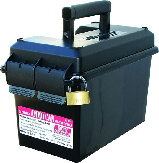 Picture of MTM AC50C-40 50 Caliber Ammo Can, Polypropylene, 7.4"L x 13.5"W x 8.5"H, Black