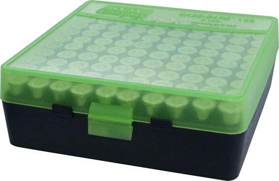 Picture of MTM P-100-3-16T Case-Gard Ammo Box 100 Round Flip-Top 38 - 357, Green/Black