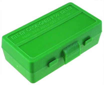 Picture of MTM P50-9M-10 Case-Gard Ammo Box 50 Round Flip-Top 9mm 380 ACP, Green