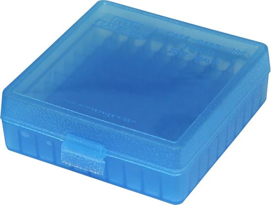 Picture of MTM P-100-22-24 Case-Gard Ammo Box 100 Round Flip Top For .22 LR, Clear Blue