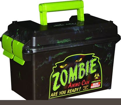 Picture of MTM AC50Z Zombie Ammo Can 50, Plastic 50 Caliber Size, 7.6"L x 13.5"W x 8.5"H, Zombie Green