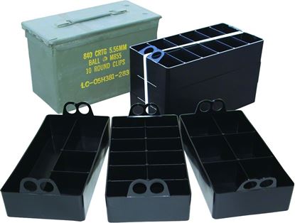 Picture of MTM ACO 50 Caliber Ammo Can Organizer, 3 Plastic Ammo Can Organizer Trays, Black