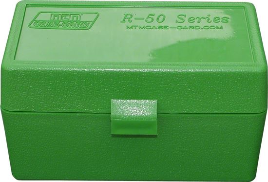 Picture of MTM RM-50-10 Case-Gard Ammo Box 50 Round Flip-Top 243 308 Win 220 Swift, Green