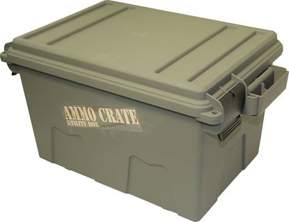 Picture of MTM ACR7-18 Ammo Crate Utility Box, 17.2"L x 10.7"W x 9.2"H, Up to 65 Lbs, Side Handles, O-Ring Seal, Army Green
