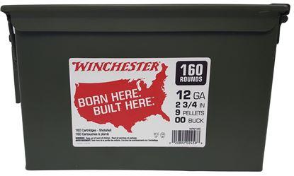Picture of Winchester WW12C Born Here Built Here 12 Gauge 00 Buck 9 Pellet 160 Rnd Metal Ammo Can