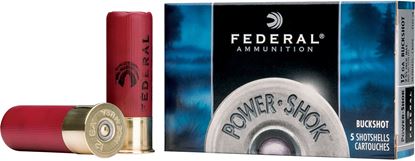 Picture of Federal F127-000 Power-Shok Shotgun Ammo 12 GA, 2-3/4 in, 000B, 8 Pellets, 1325 fps, 5 Rounds, Boxed