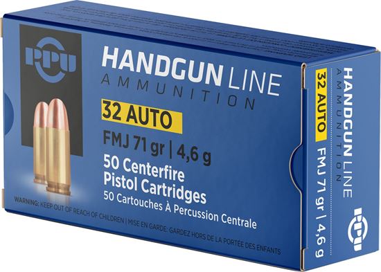 Picture of PPU PPH32AF Pistol Ammo 32 Auto FMJ 71gr