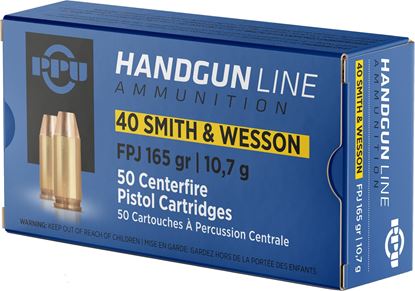 Picture of PPU PPH40F Pistol Ammo 40 S&W FPJ 165gr
