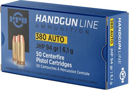 Picture of PPU PPH380AF Pistol Ammo 380 ACP FMJ 94gr