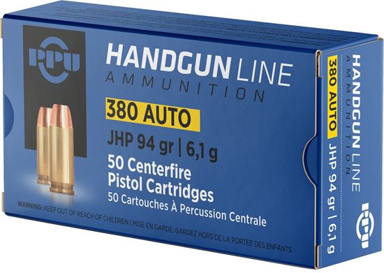 Picture of PPU PPH380AF Pistol Ammo 380 ACP FMJ 94gr