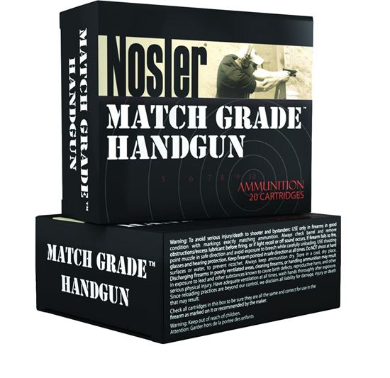 Picture of Nosler 51278 Match Grade Handgun Ammo, 45 ACP 185 Gr JHP 20 Rnd