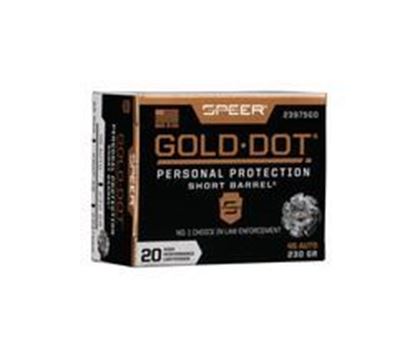 Picture of Speer 23975GD Gold Dot Short Barrel Pistol Ammo 45 ACP, GDHP, 230 Gr, 820 fps, 20 Rnd, Boxed