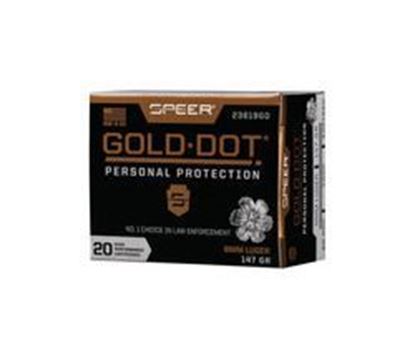 Picture of Speer 23619GD Gold Dot Personal Protection Handgun Ammo 9MM Luger, GDHP, 147 Gr, 985 fps, 20 Rnd, Boxed