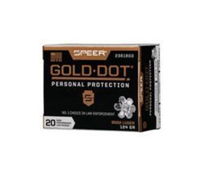 Picture of Speer 23618GD Gold Dot Personal Protection Handgun Ammo 9MM Luger, GDHP, 124 Gr, 1150 fps, 20 Rnd, Boxed