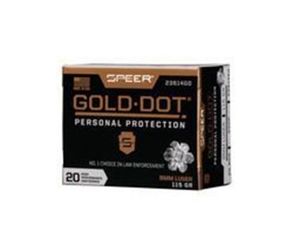 Picture of Speer 23614GD Gold Dot Personal Protection Handgun Ammo 9MM Luger, GDHP, 115 Gr, 1210 fps, 20 Rnd, Boxed