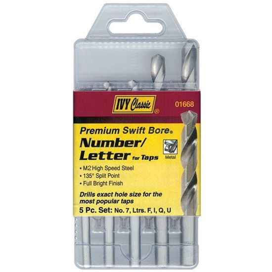 Picture of 5 Pc Letter/Number M2 HSS Drill Set - F, I, Q, U & #7   