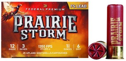 Picture of Federal PF129FS6 Prairie Storm - FS Lead Shotshell 12 GA, 3 in, No. 6, 1-5/8oz, 4.29 Dr, 1350 fps, 25 Rnd per Box